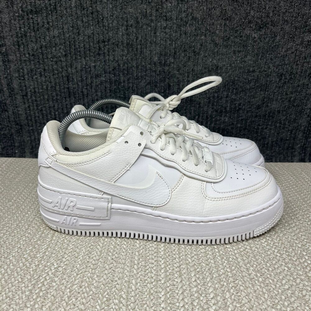 Nike Air Force 1 Shadow Triple White Leather Shoes Women’s Size 9.5 CI0919-100